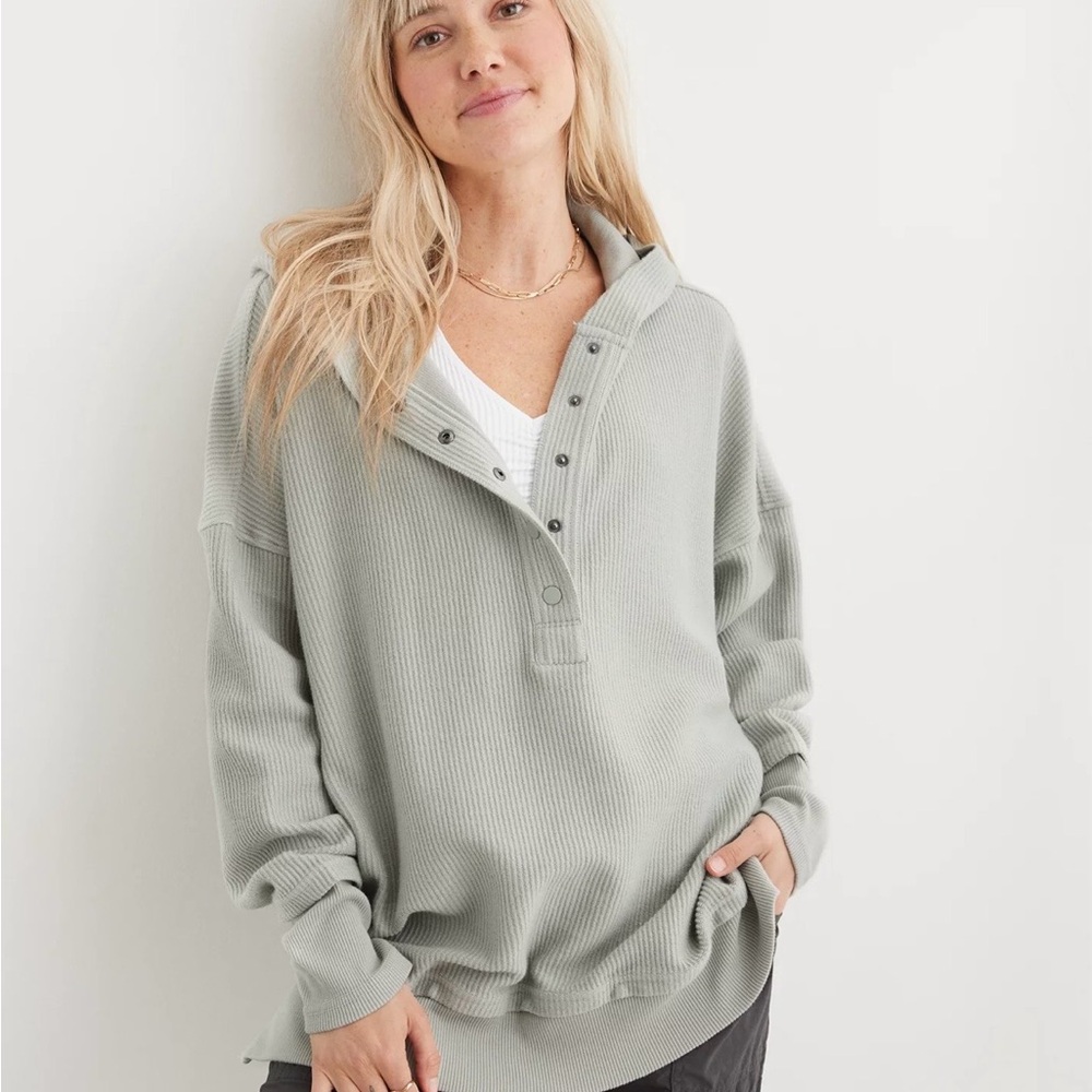 Aerie Textured Henley Hoodie
